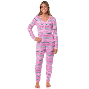 Barbie Women's Christmas Long Johns Long Sleeve Footless Sleep Pajamas