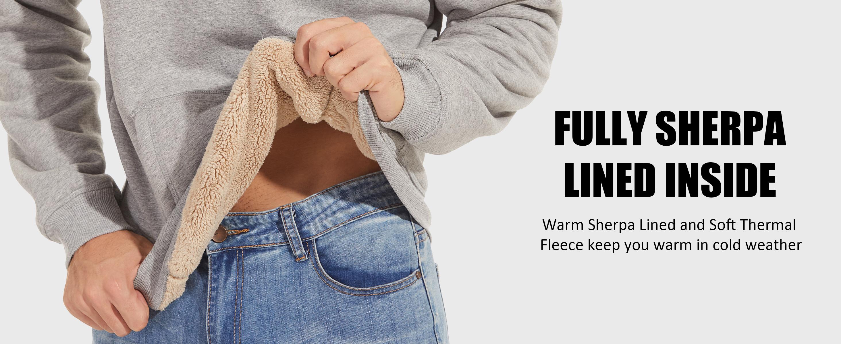 MAGCOMSEN Men's Heavy Hoodie Sherpa Fleece Lined Pullover Thick Spring Winter Hooded Sweatshirt Fallfreshness Outdoorfun