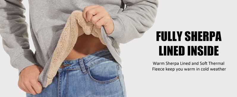 MAGCOMSEN Men's Heavy Hoodie Sherpa Fleece Lined Pullover Thick Spring Winter Hooded Sweatshirt Fallfreshness Outdoorfun