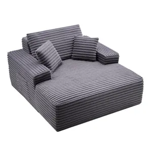 VEVOR Chaise Lounge Chair, 48 in Boneless Chaise Lounge Indoor, Modern Upholstered Oversized Reading Chair with Throw Pillows & Armrests, Sofa Couch Deep Seat Sleeper for Living Room, Bedroom, Balcony