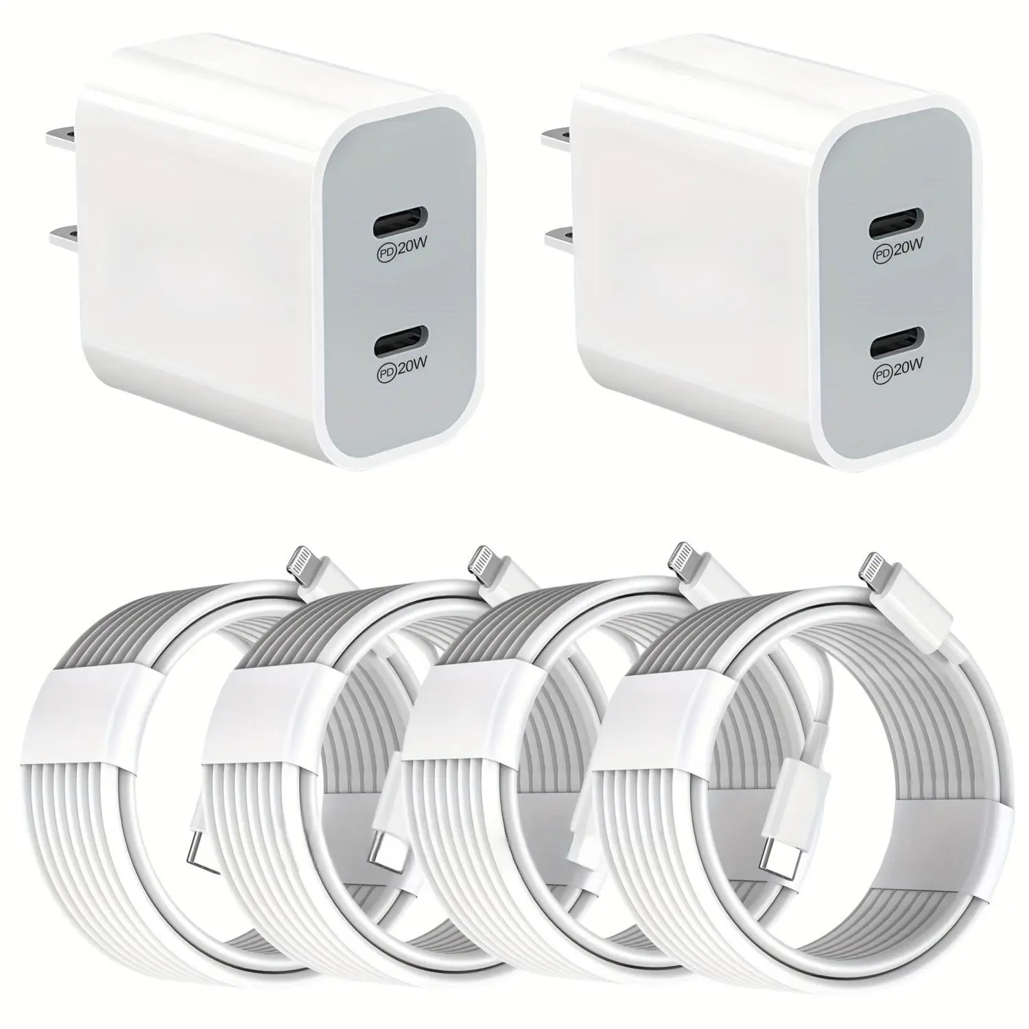 For iPhone 14 Charger,40W Dual USB-C Quick Wall Charger with 2pcs 10ft Extra Long Lightning Cable+Double Port Foldable USB C  for iPhone 14/13/12/11/XR/XS/SE/iPad, LYBABORU