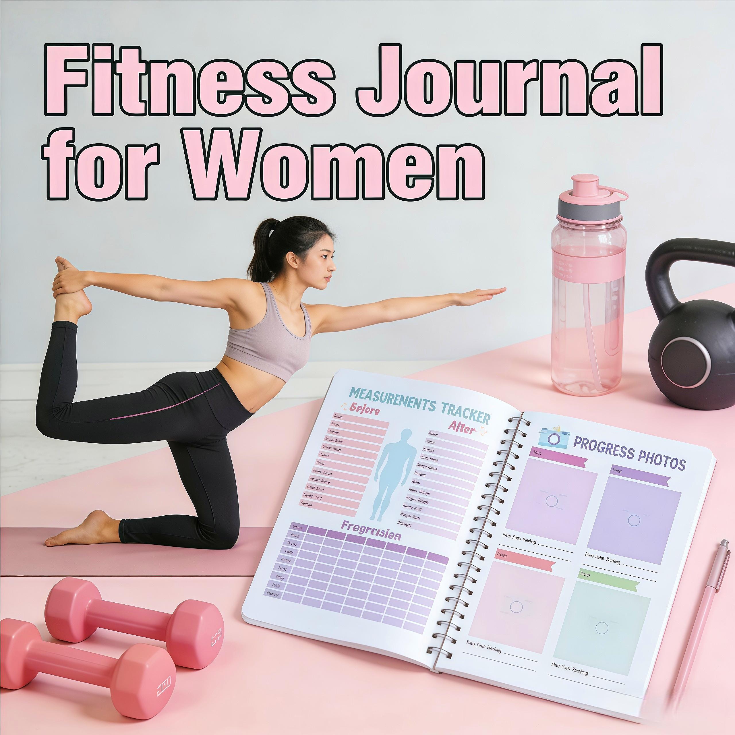 Workout Journal & Fitness Planner – Daily Exercise Log, Weight Tracking, Meal Logs, Undated Gym Notebook for Women