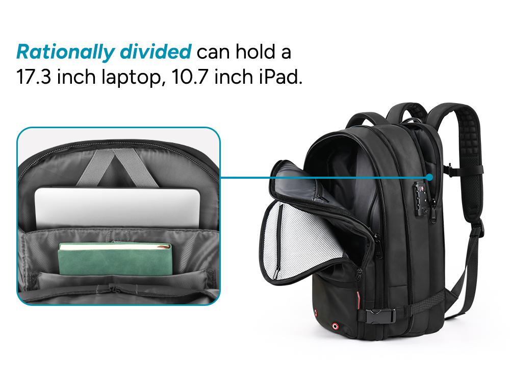 Travel Inspira 55L Expandable Vacuum Compression Backpack, Carry-on Flight Approved Travel Backpack with Electric Pump, Anti-theft Vacuum Seal Backpack, Airline Personal Item Bag, Durable Outdoor Hiking Rucksack for Men Women, Travel Essentials