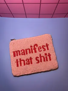 XL Manifest That Shit - Beaded Pouch