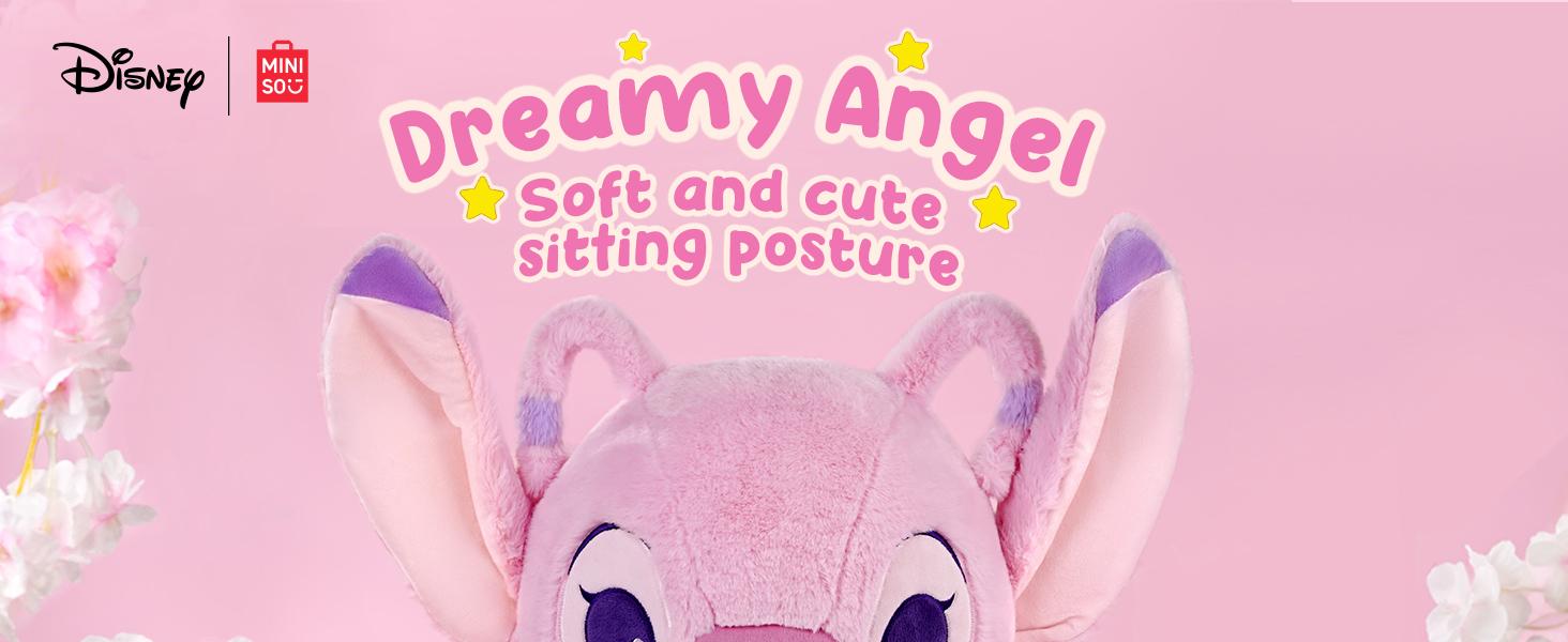 Disney Stitch Series-Big Sitting Doll-Angel No. 18 Soft Pink Plush Toy for Kids Collectors and Home Decor