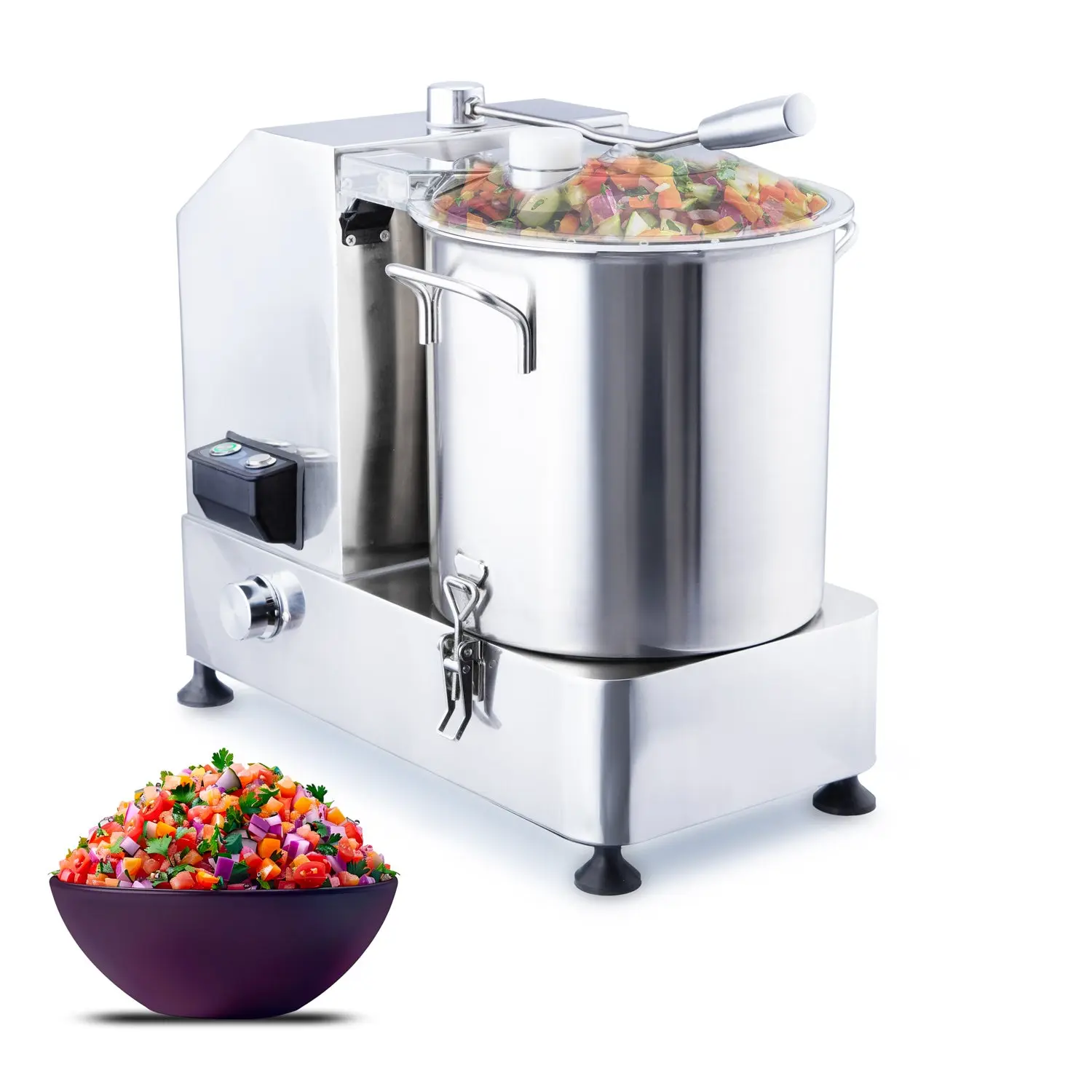 Hakka 12L Stainless Steel Commercial Vegetable Cutter - 2000W Full-Size Electric Food Processor, Adjustable Speed, Removable Washable Blades, Transparent Cover, Kitchen Appliance for Commercial Use
