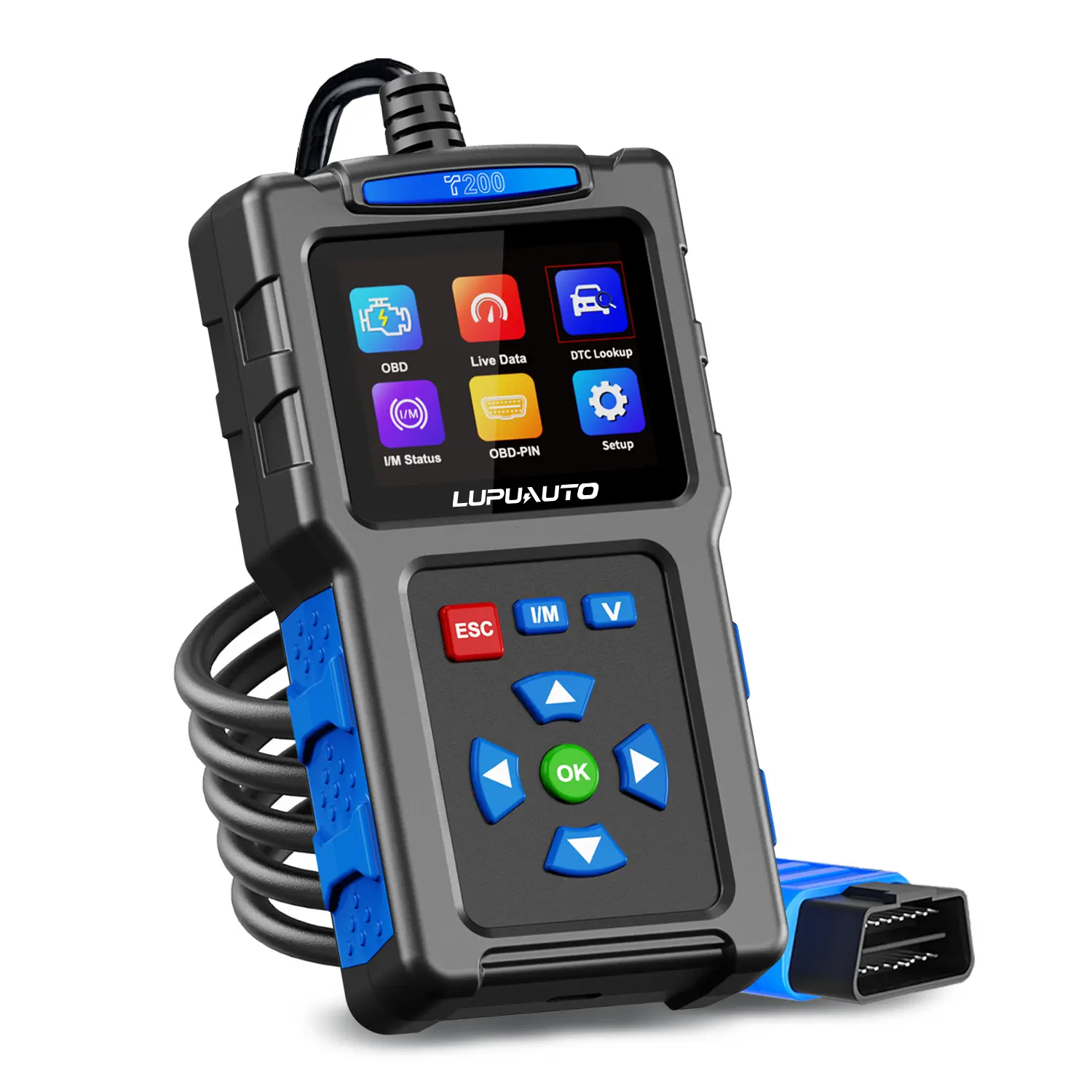 LUPUAUTO T200 OBD2 Scanner Digital Automotive Tester, OBD2 OBD-II Engine System Diagnostic Tool with Reset, I/M Readiness, 14 Languages, Plug-and-Play, Freeze Frame Data Viewing, Compatible with Most Post-1996 OBDII Cars