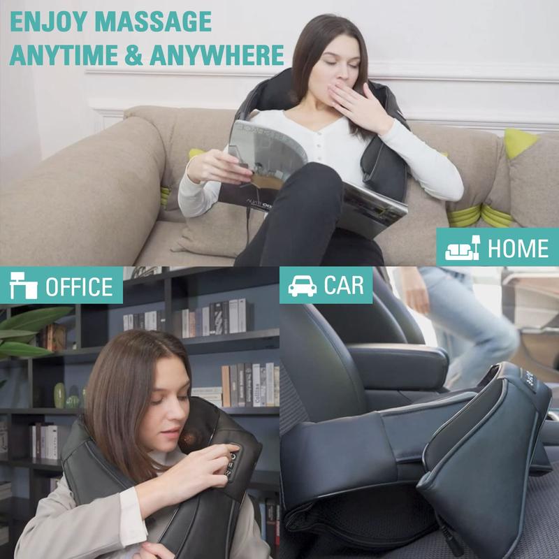 Shiatsu Neck & Back Massager Electric Shoulder Massager Car Neck Massage Pillow for Neck Shoulder Back Leg & Foot Massage 8 3D Nodes 3 Speed 2 Direction Black Gift