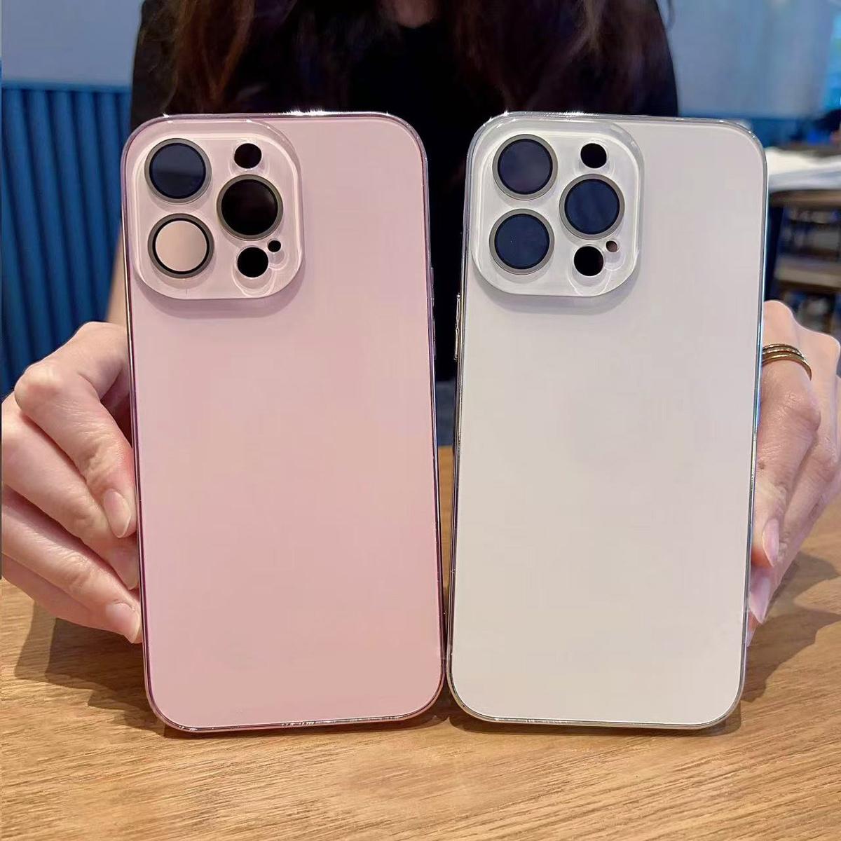 Electroplated Matte Acrylic Tempered Glass for iPhone Protective Case for iPhone 17 16 15 14 13 12 11/Pro/Max, 2025 New Ultra-Thin Original Color Acrylic Phone Cover