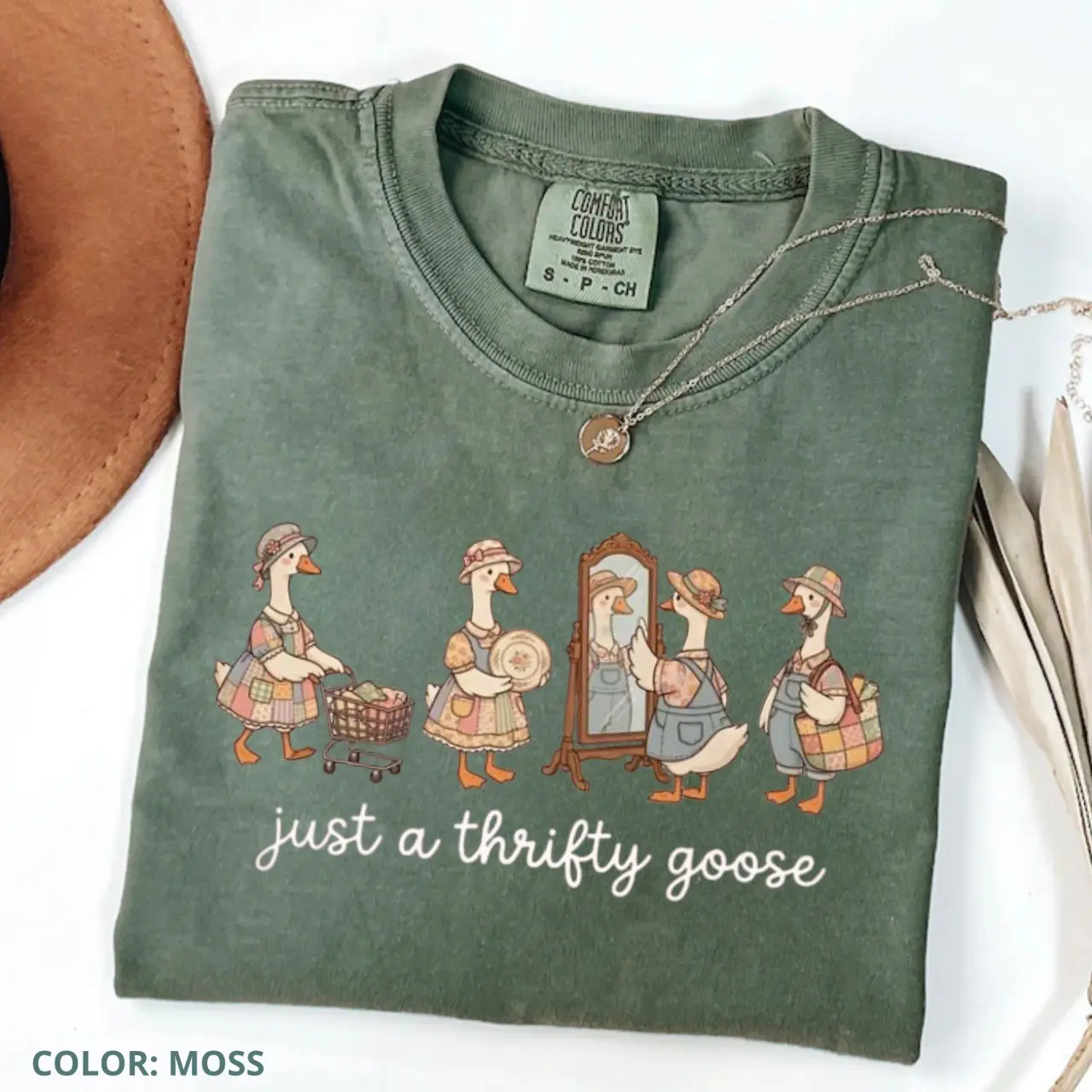 Comfort Colors Just A Thrifty Goose Tee, Grandma Goose Funny Silly Thrifting TShirt, Coquette Saving Money Second Hand Shopping, Spring Day