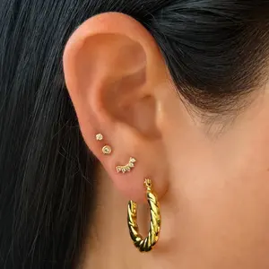 EVRY JEWELS Gold or Silver Plated Women's Hypoallergenic Main Character Hoop Earrings 4 Piece Pack