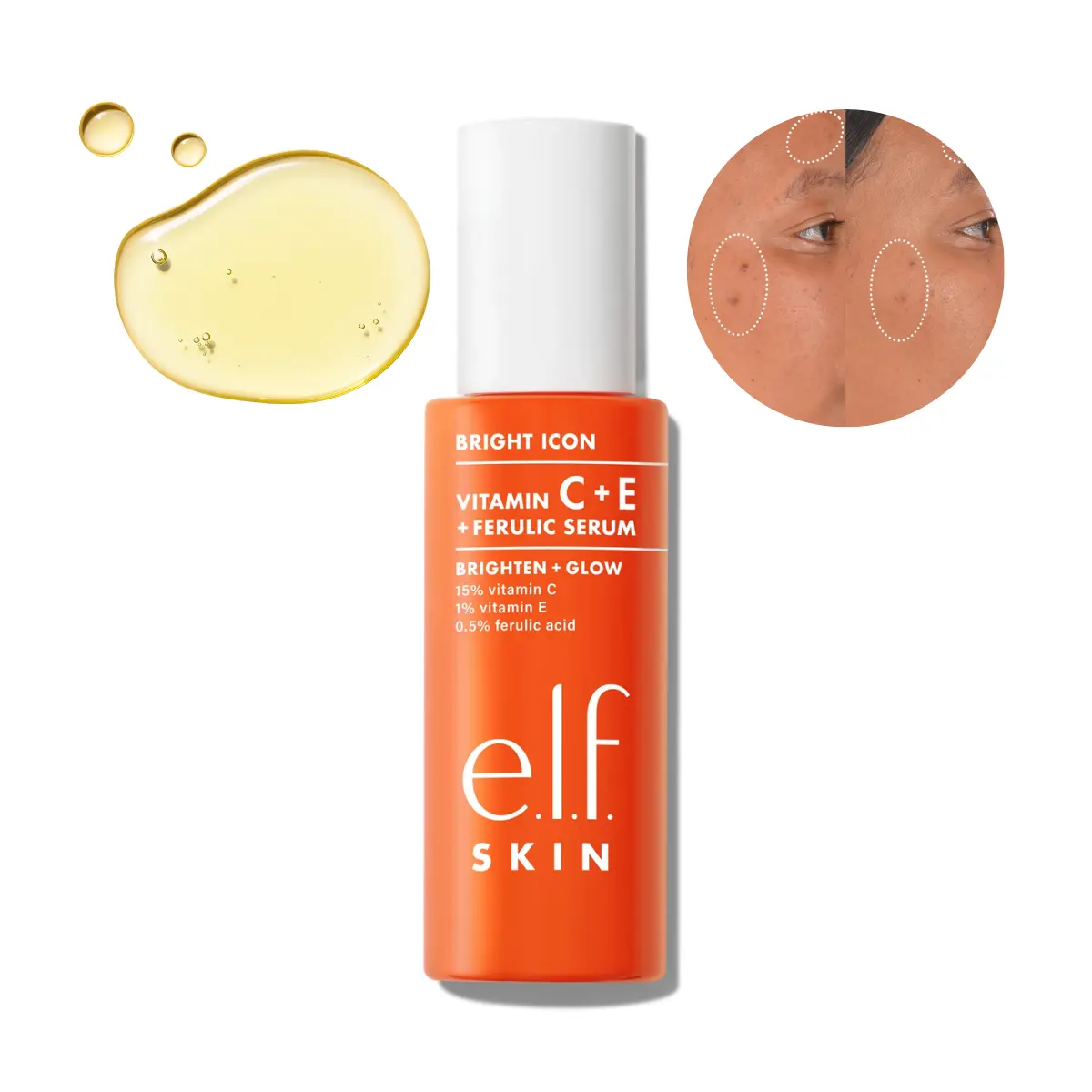 e.l.f. Vitamin C + E + Ferulic Serum 15% - Brightening Face Serum, Helps Reduce Dark Spots & Fine Lines, Fast-Absorbing, Vegan Cruelty-Free Deep Vita C Skin Repair
