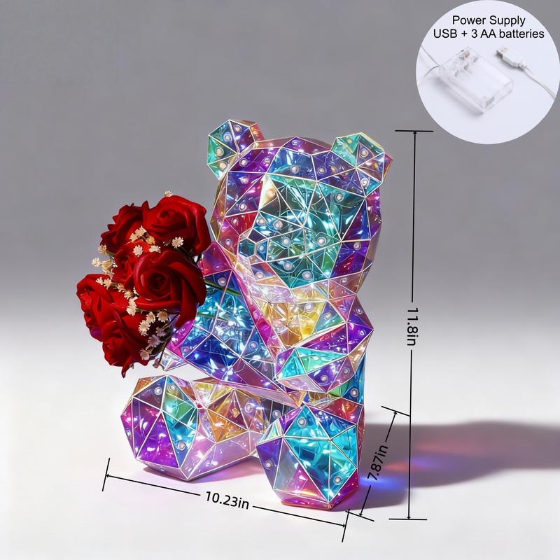 Umeuc Artificial Rose Bear Valentine's Day Gift for Wife Mom Birthday Present Women Glass Dome Rose  Christmas Mother's Day Anniversary Wedding Gift