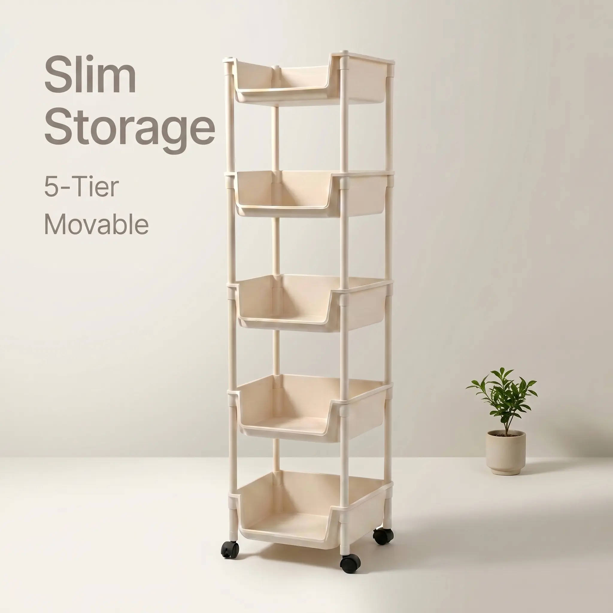 *Memorial Day Sale 2026 | 5 Tier Slim Rolling Storage Cart, Narrow Gap Organizer with Wheels for Bathroom Kitchen Small Spaces