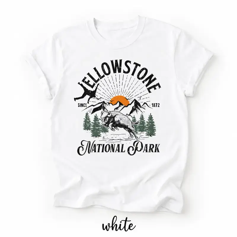 Bison Yellowstone National Park Shirt, Family Trip Outfit, Matching Camo Tees, Vacation Gifts