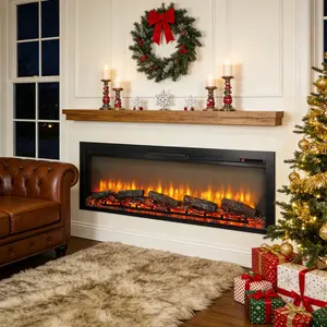 Eyisean 54" Electric Fireplace Wall Mounted & Recessed Electric Fireplace Heater with Remote Control, 3 Levels Brightness, 11 Temperature Settings, 1400W