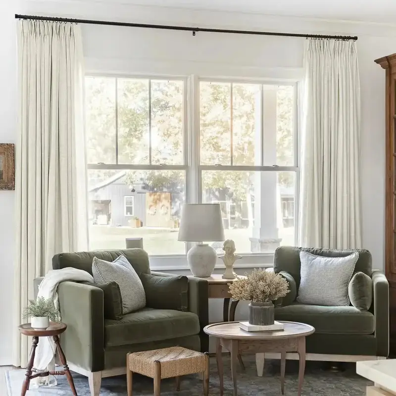 TWOPAGES Liz 1Pc Faux Linen Ready Made Pinch Pleat Curtain Panel - Light Filtering Unlined Drapes, Eco-Friendly OEKO-TEX Certified Linen-Textured Fabric, Adjustable Pin Hooks for Bedroom & Home Decor, Back to School＆Deals For You