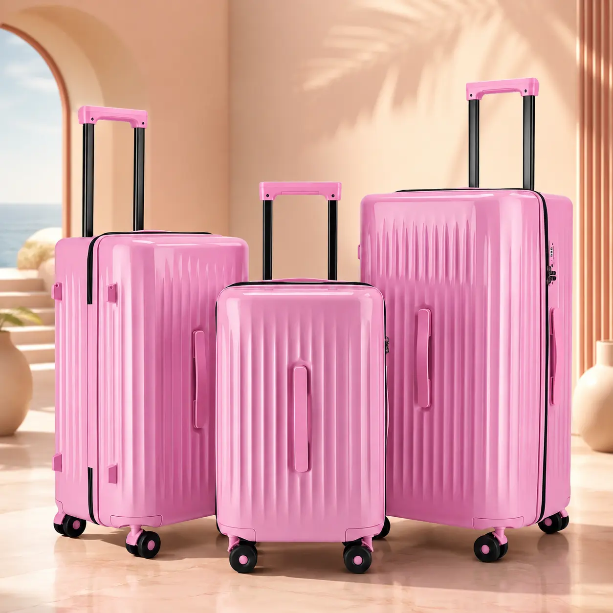 3-Piece Hardside Travel Luggage Bags - 20/24/28-Inch Hardshell Luggage Sets with TSA Lock, 360° Smooth Rollers, Phone Stand, Side Hook