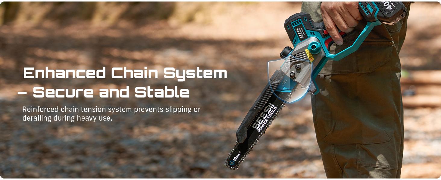 SEESII (10/8/6)-Inch 2-in-1 Cordless Pole Saw & Mini Chainsaw, 900W Brushless Motor & 2 x 2/4.0Ah 21V Batteries, 16Ft Max Reach & 14 Piece Kit for Tree Trimming CHT11