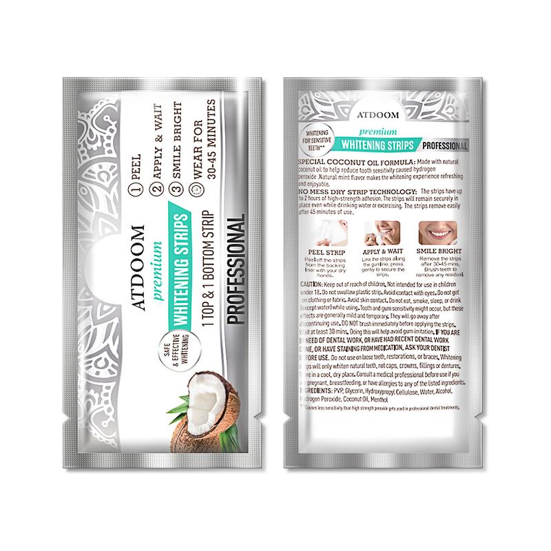 Teeth Whitening Strips - 7 Treatments with Anti-Slip Dry Strip Technology Coconut Mint Whitening Strips, Anti-Slip Enamel-Safe Strips, Professional and Safe Teeth Whitening, Gentle Tooth Stain Removal, Suitable for Smoking/Coffee/Wine Stains