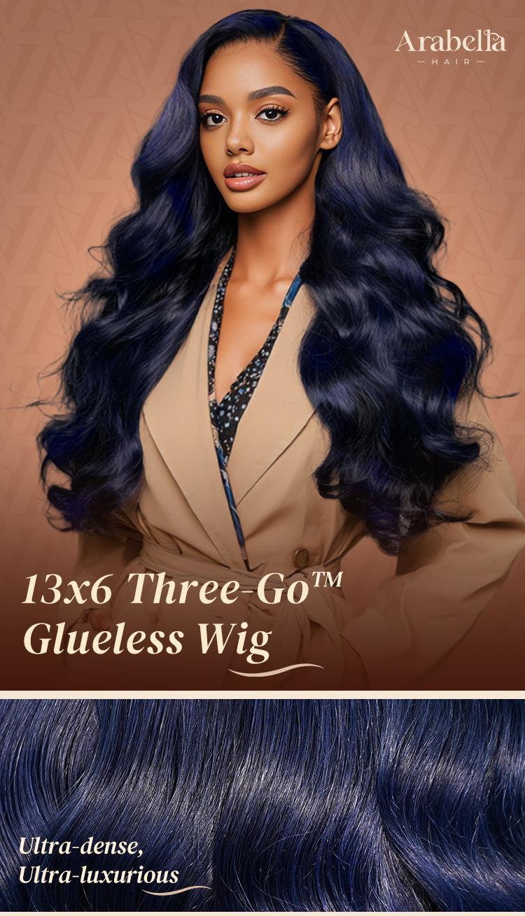 Arabella 13x6 Three-Go Midnight Blue Glueless Loose Body Wave Wig With Drawstring 100% Human Hair Ear to Ear Parting-Max Pre-everything Frontal Lace Wigs SpringStatements