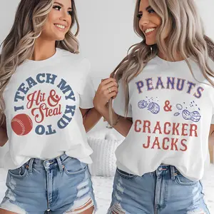 Vintage Baseball Tee Retro Baseball Mom Tshirts I Teach My Kids to Hit and Steal T-Shirt Baseball Sports Tees Game Day Top Casual Womenswear Sublimation Crewneck