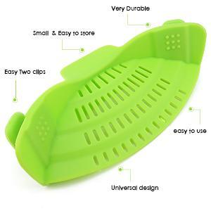 Clip On Colander, Silicone Strainer for Pasta and Vegetables, Clip On Drainer for Pots and Bowls, Kitchen Gadgets & Cooking Tools
