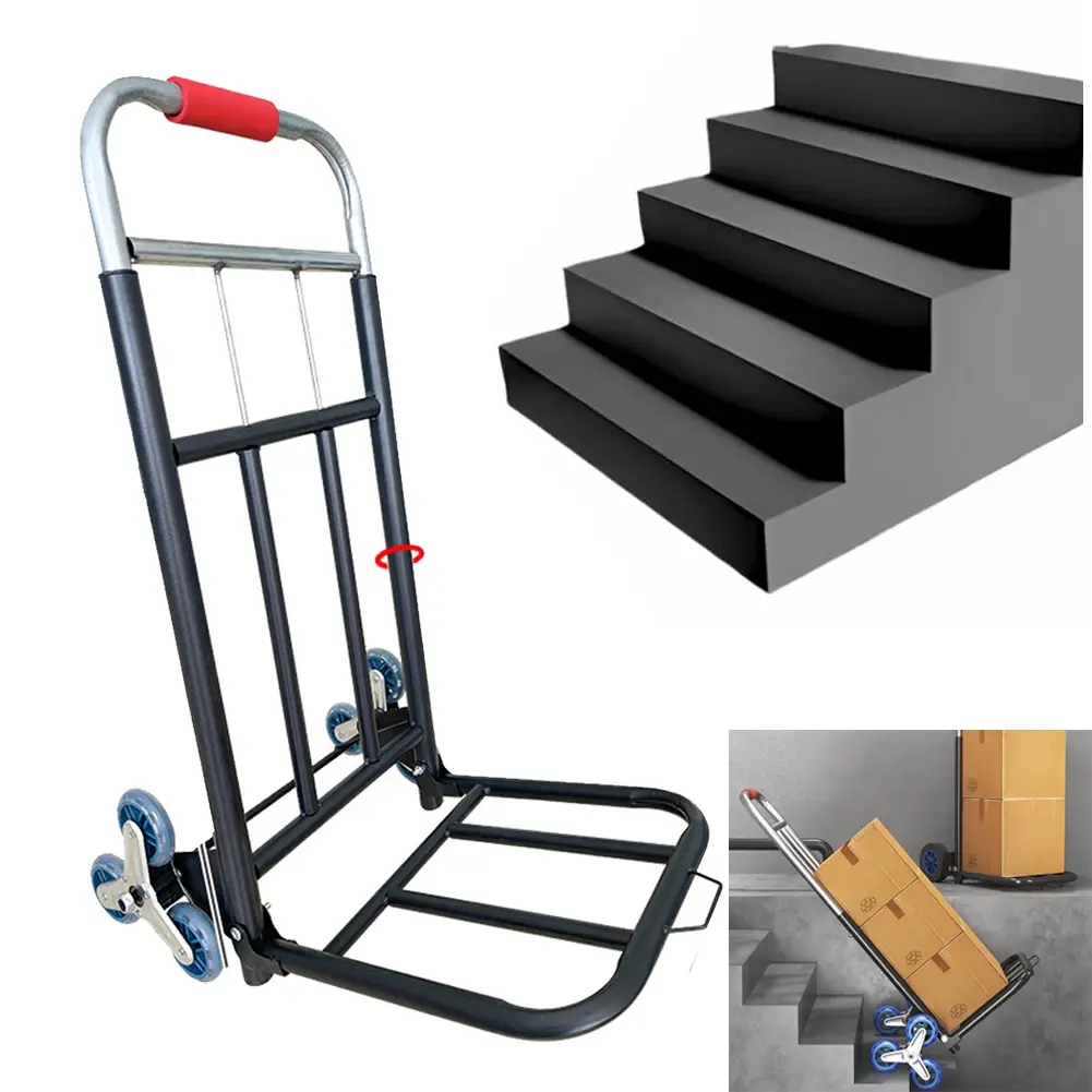 Heavy-duty Folding Trolley Carrier - Adjustable Buckles, Stair Crawler Wheels, Portable Lifting Function - Home Organizer for Shopping, Moving