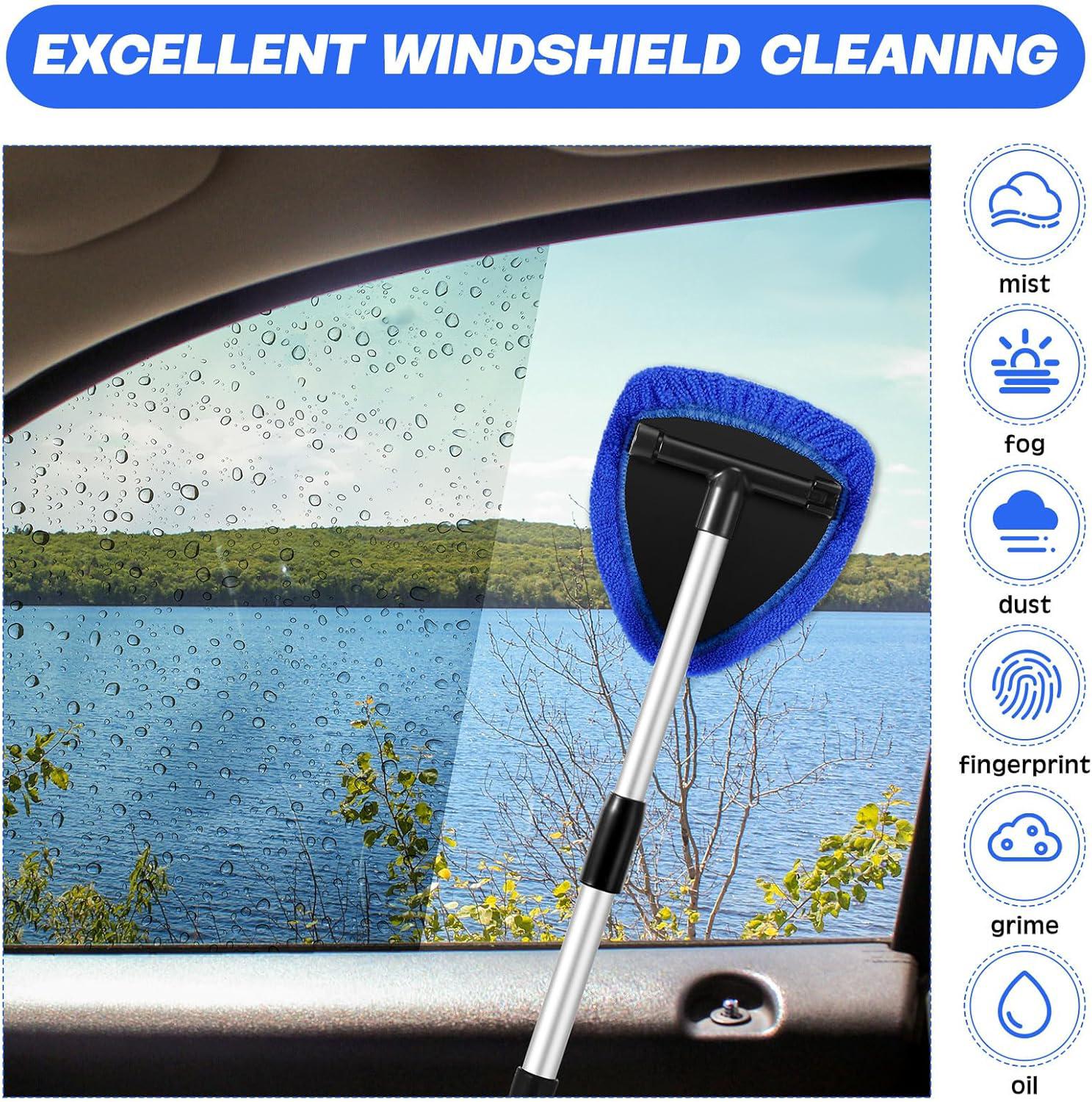 Microfiber Car Windshield Cleaning Tool -  Glass Brush for Windows, Adjustable Size for Effective Glass Cleaning Washing