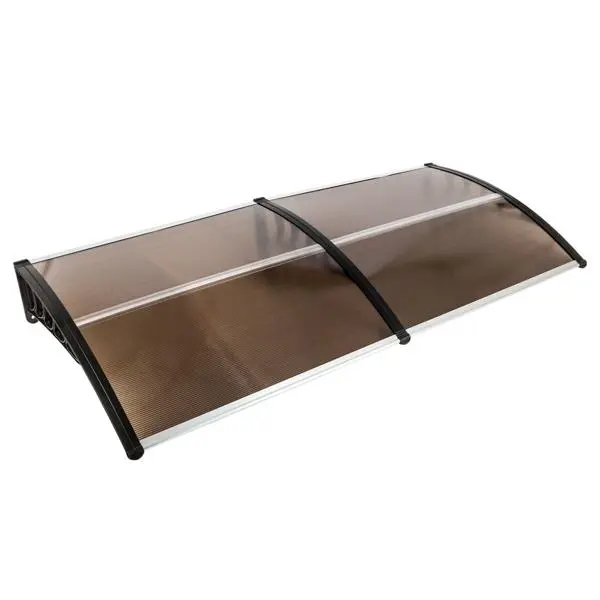 40"x80" Large Size Modern Polycarbonate Window Door Awning, Sturdy Brown Board & Black Bracket, All-Weather UV-Rain-Snow Protection, Sun Protection, Easy Setup ABS Material for House Decoration, Aluminum Bars