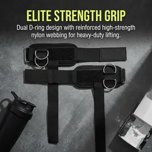 Must-Have  Griplink Lifting Straps with Cushioned Wrist Cuff  Cotton Strap Anti-Slip Silicone Beads Metal D-Ring for Free-Weight & Cable Training