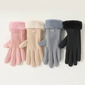 Womens Winter Touchscreen Gloves Fleece Lined Suede Outdoor Driving Gloves for Sports Riding