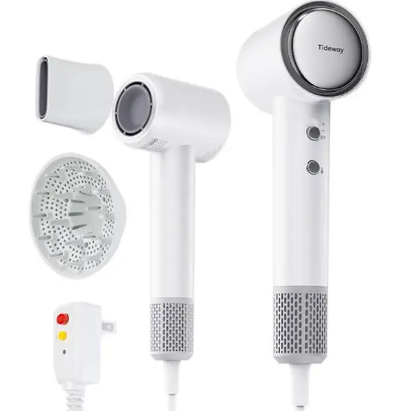 Tideway SilkJet Titanium High-Speed Blow Dryer with Hydrating Ionic Technology, 110,000 RPM Motor, 4 Temp Settings & Hair Diffuser, Diffuser Hair Dryer, Ionizer, Moisturizing, Multi Styler Dryer tiktokshopbacktoschool,back to school,back to school haul
