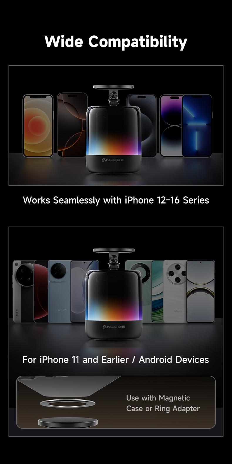 MAGIC JOHN 2025 Upgraded Bluetooth Speaker Phone Stand & Phone Holder, 5.3 Connectivity, 360° Surround Sound, suit for iPhone/Android, Gift for lady/women/men/elder/friends