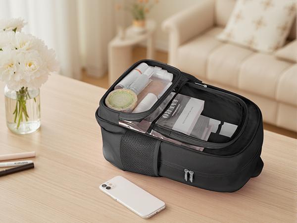 Clear Backpack, Fabric & PVC, Unisex Heavy-Duty Spacious Transparent Bookbag, Back to school gift, for School, Travel, Concerts, Vacation, Security