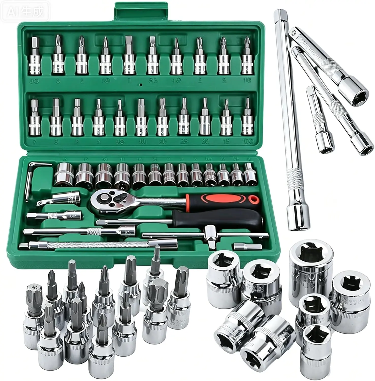 46Pcs Portable Household Repair Tool Set, Socket Wrench Ratchet Screwdriver Tool Kit, Storage Toolbox For Auto Bicycle Home Diy Maintenance, Practical Christmas Gift Choice For Husband And Diy Repair Lovers,automotive repair tool kit