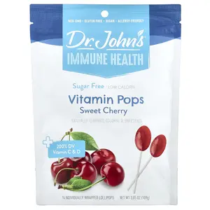 Dr. John's Healthy Sweets Immune Health™, Vitamin Pops, Sweet Cherry, 14 Individually Wrapped Lollipops, 3.85 oz (109 g)