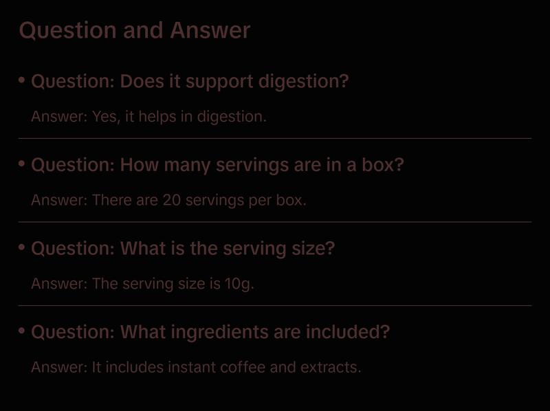 Simessia Balance Coffee - Botanical Instant Coffee Blend with Digestive Support - 10g Stick - 20 Servings Beverage