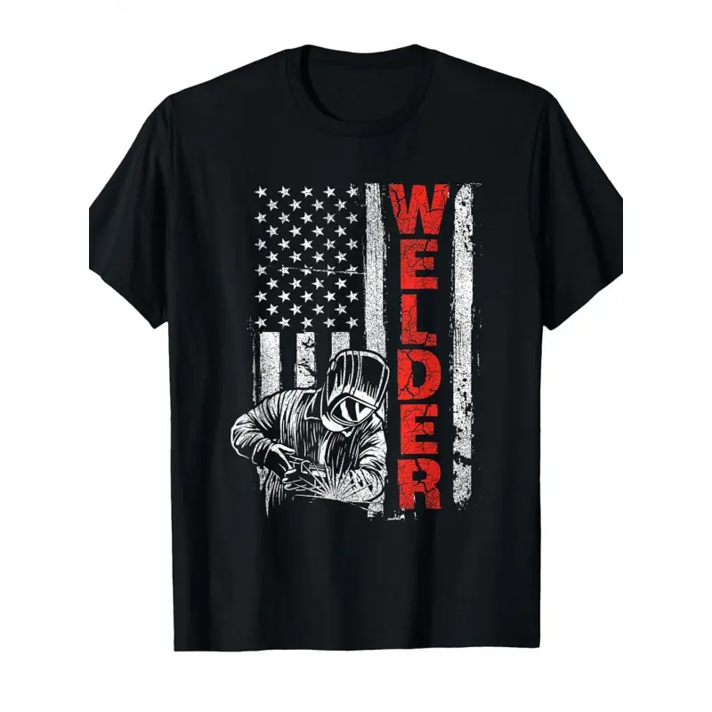 Men'S & Women'S Heavy-Duty Welding T-Shirt - for welder Graphic Tee with Welding Helmet & Tools Design, Soft Crew Neck Short Sleeve Shirt - Ideal Welding Gift for Welders, Metalworkers, School Graduates - Sizes S-XXXL in Black/Red/Gray/White - Durab