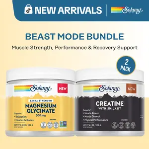 Solaray Beast Mode Bundle - Creatine with Shilajit (Unflavored) + Extra Strength Magnesium Powder (Unflavored)