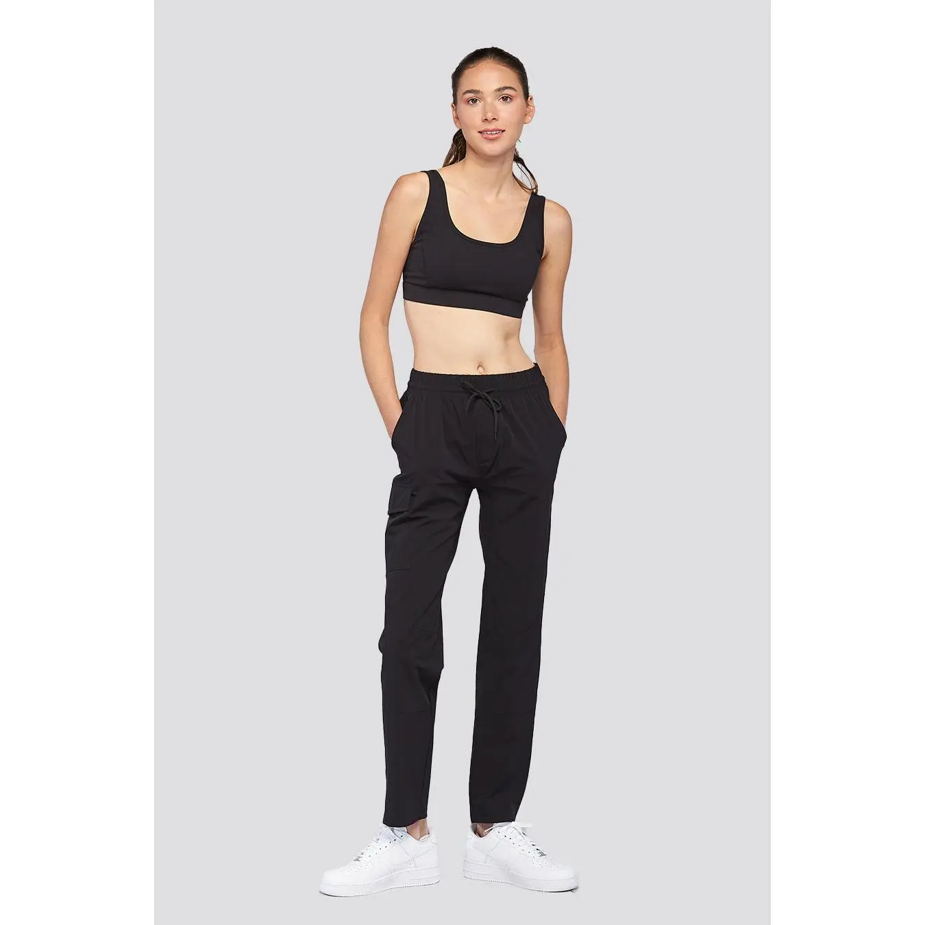 Stelle Women's Straight-Leg Cargo Pants, Lightweight Poly-Spandex Outdoor Hiking Trousers with Drawstring, 5 Pockets, Quick-Dry, Casual, True-To-Size