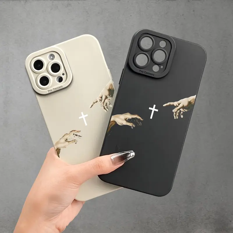 Protect Your Phone Soft Phone Case with Two Finger Crosses Cover Pattern Wave UV Printing Phone Cover 360 Degree Full Protection for Iphone 17 11 12 13 14 15 16 Pro Max XR X/ XS 7 8 Plus SE Mini Xmax for Smartphone for iPhone13