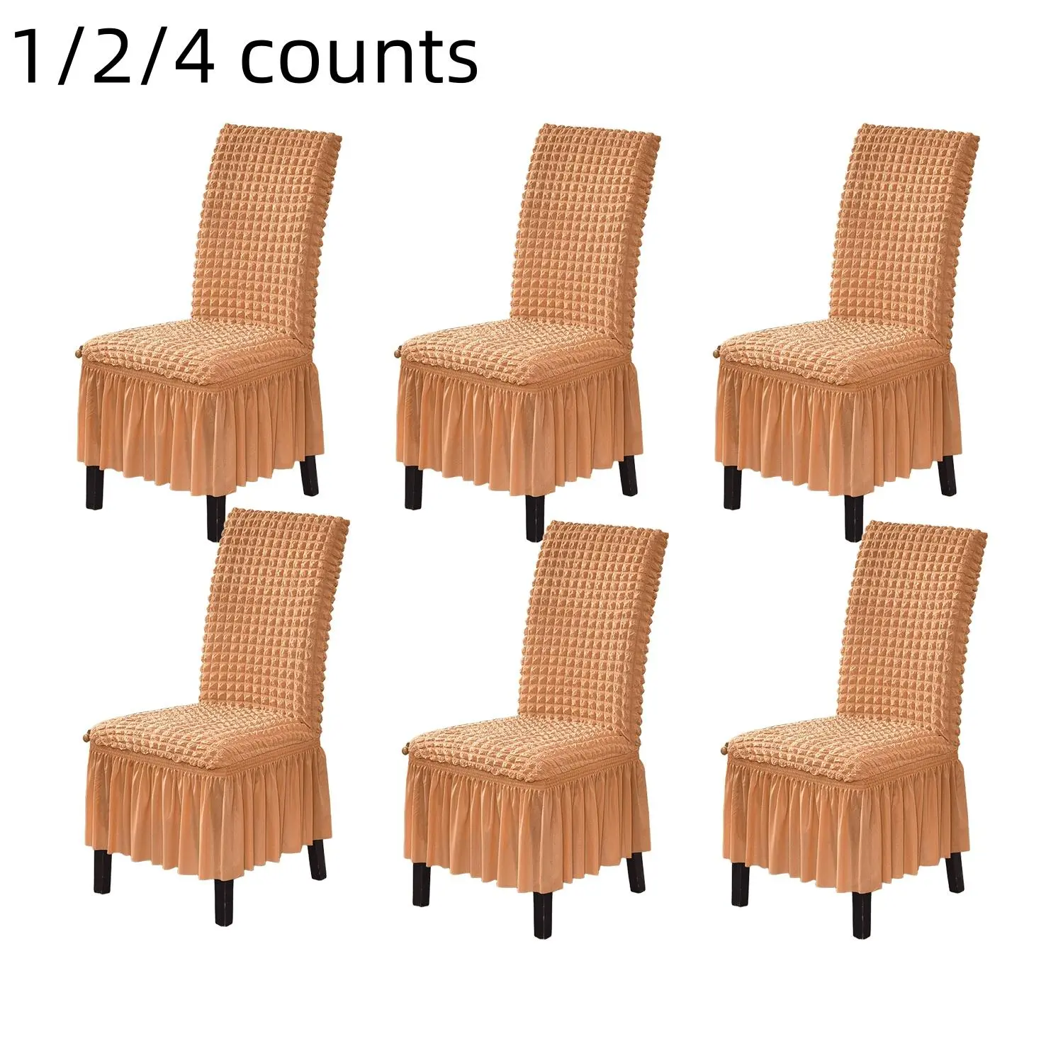 Solid Color Chair Slipcover, 1/2/4 Counts Fabric Chair Cover with Ruffle Trim, Chair Protector for Home Kitchen Dining Room Office Washable Chair Slipcovers, Universal Chair Cover