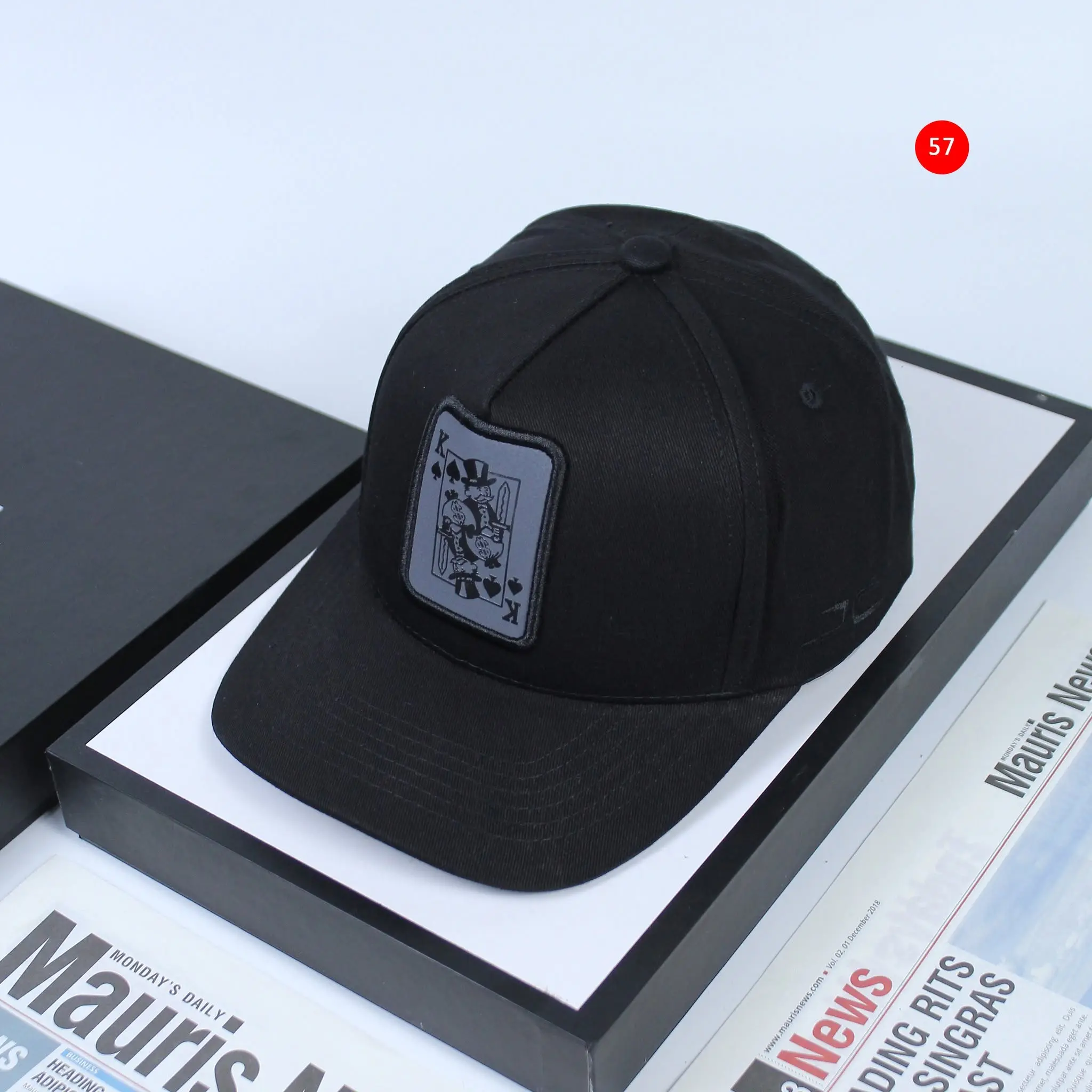 Poker King Graphic Flat Brim Hat Adjustable Snapback Casual Hip Hop Baseball Cap
