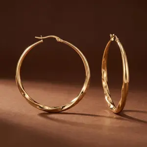 Women's 14k Gold Oval Hoop Earrings, Hypoallergenic, Lightweight Large Trendy Costume Jewelry