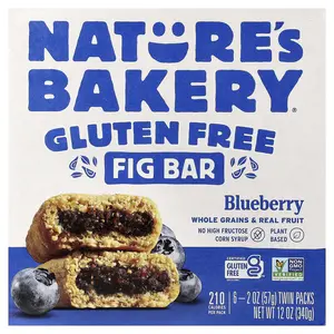 Nature's Bakery Gluten Free Fig Bar, Blueberry, 6 Twin Packs, 2 oz (57 g) Each