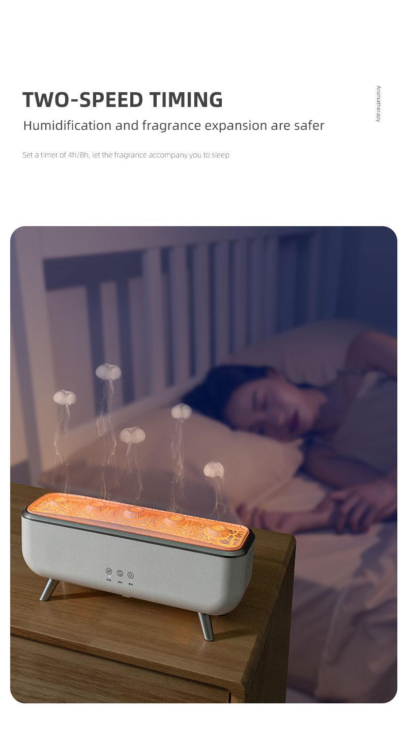 Dynamic Jellyfish Aroma Diffuser 300ml Humidifier for Bedroom Waterless Auto-Off with Timer Remote Control 7-Color Mood Lighting 4-Hour 8-Hour Dual Timers 5 Nozzles for 360° Mist Diffusion Home Bedroom Gift