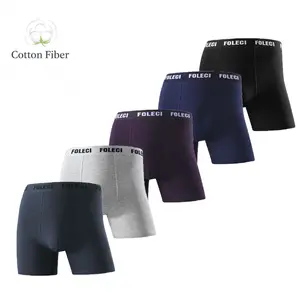 Men’s Cotton Boxer Briefs 5-Pack Underwear for Men, Soft & Breathable Pure Cotton, Comfortable Stretch Fit, Longer Leg No Ride Up, Elastic Waistband, Lightweight Boxer Briefs for Everyday Wear