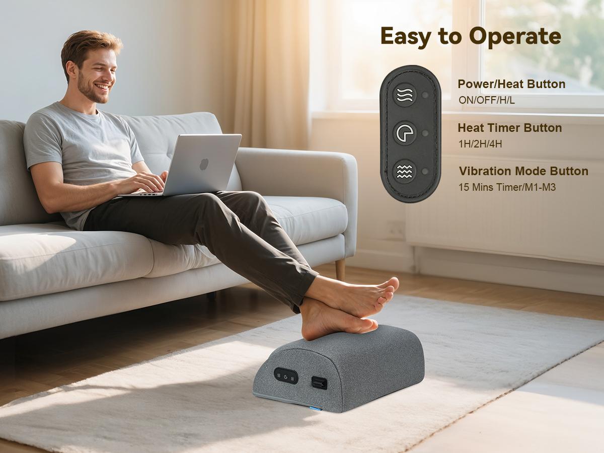 Comfier Foot Rest Under Desk at Work with Heat,Vibration,Foot Heater Foot Warmer,3 Height Under Desk Foot Rest for Office Chair,Gaming Chair Footstool, Ergonomic Heated Footrest,Computer Desk Use