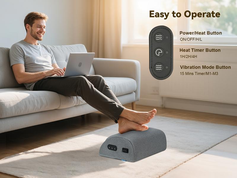 Comfier Foot Rest Under Desk at Work with Heat,Vibration,Foot Heater Foot Warmer,3 Height Under Desk Foot Rest for Office Chair,Gaming Chair Footstool, Ergonomic Heated Footrest,Computer Desk Use